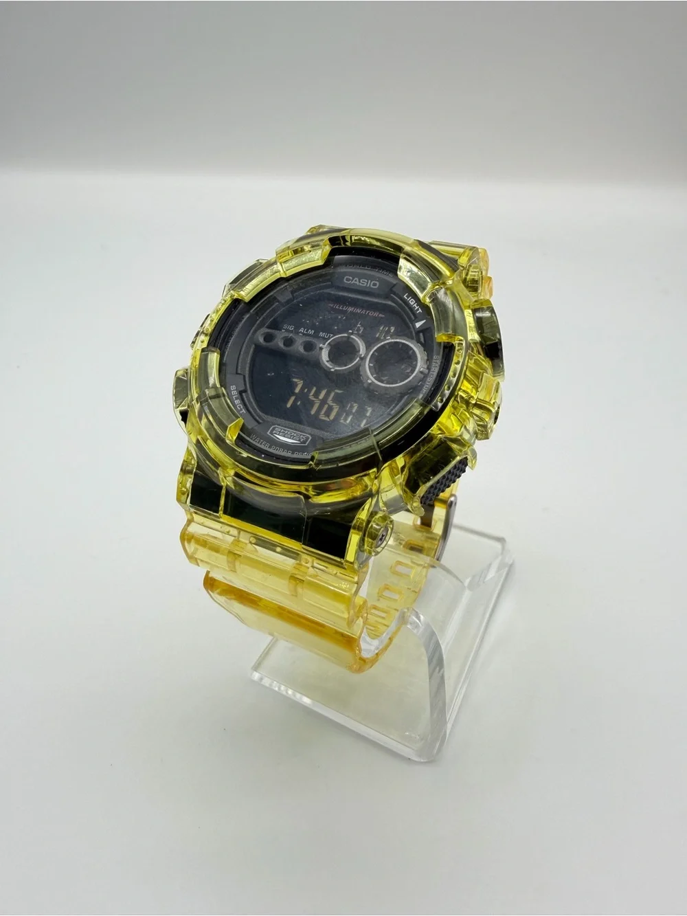 Casio Transparent (Skeleton/Jelly) Yellow Custom Built Digital Sport Watch